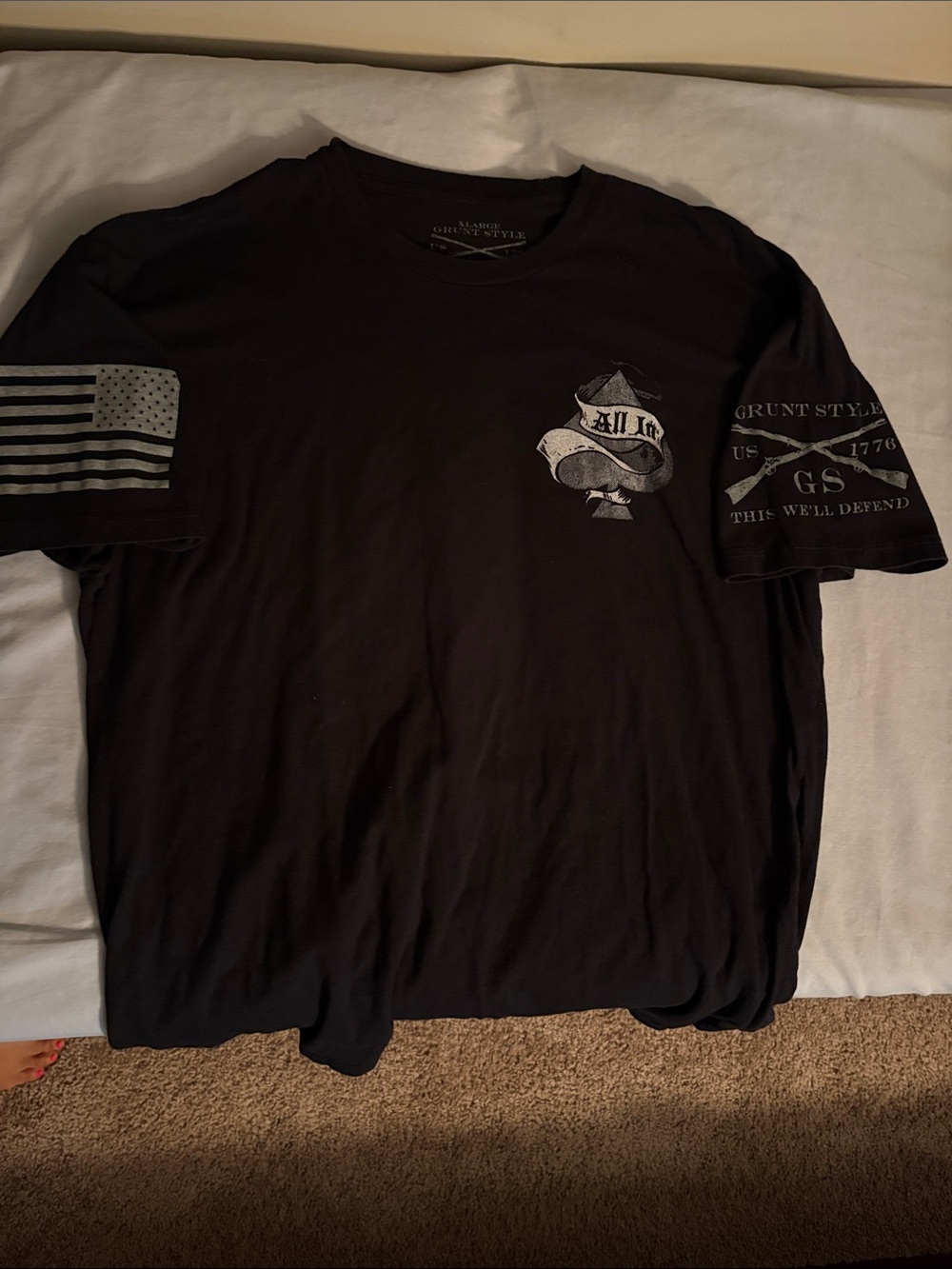 Grunt Style Black Short-Sleeve Tee with Gray Spade ”All In” graphics